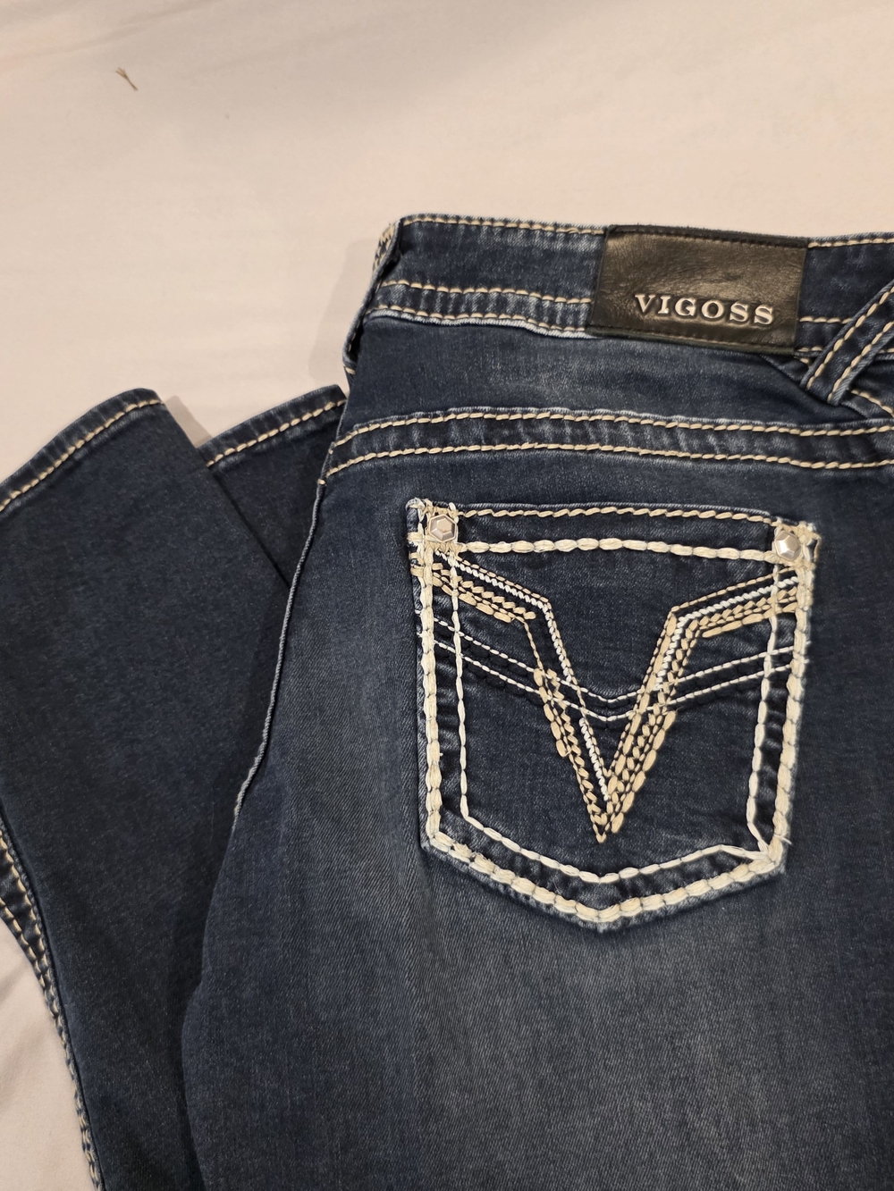 Vigoss Chelsea Skinny Women’s low rise jeans Size 13/14 x31 Y2K Denim Dark blue